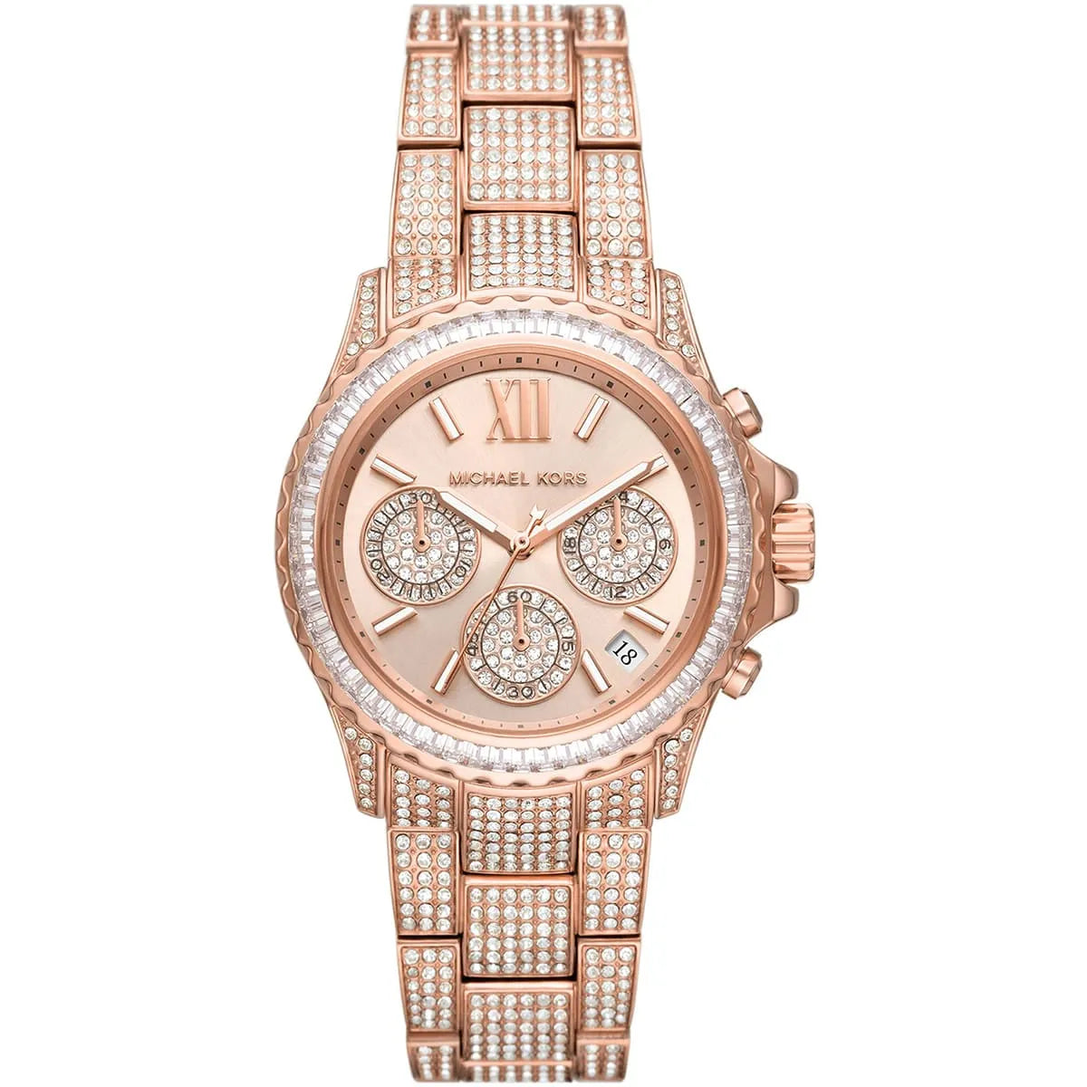 Michael Kors Everest Chronograph Rose Gold-Tone Crystal Women's Watch - MK7235