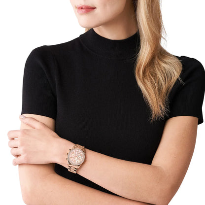 Michael Kors Lexington Chronograph Pink MOP Dial Rose-gold Women's Watch - MK7242