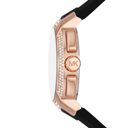 Michael Kors Sidney Rose Gold-Tone and Black Silicon Watch - MK7245