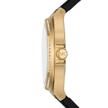 Michael Kors Lennox Baguette stone-set Dial Black Silicone Strap Women's Watch - MK7247