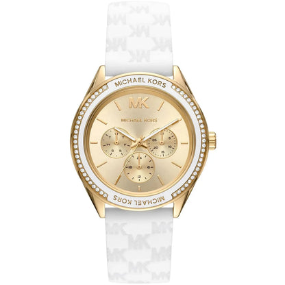 Michael Kors Oversized Jessa Gold-Tone and White Silicone Women's Watch - MK7267
