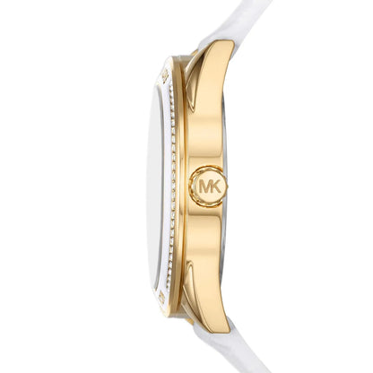 Michael Kors Oversized Jessa Gold-Tone and White Silicone Women's Watch - MK7267