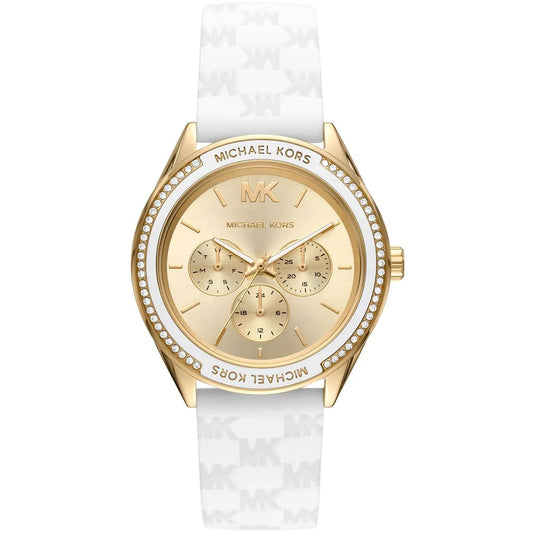 Michael Kors Oversized Jessa Gold-Tone and White Silicone Women's Watch - MK7267