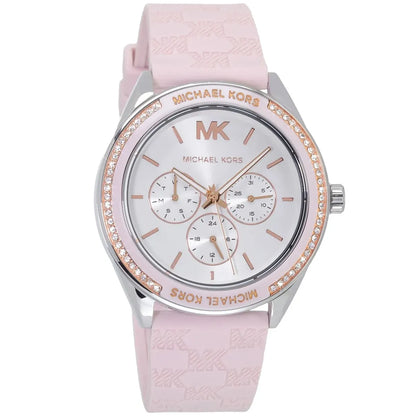 Michael Kors Oversized Jessa Multifunction Silver Sunray Dial Pink Silicone Women's Watch - MK7268