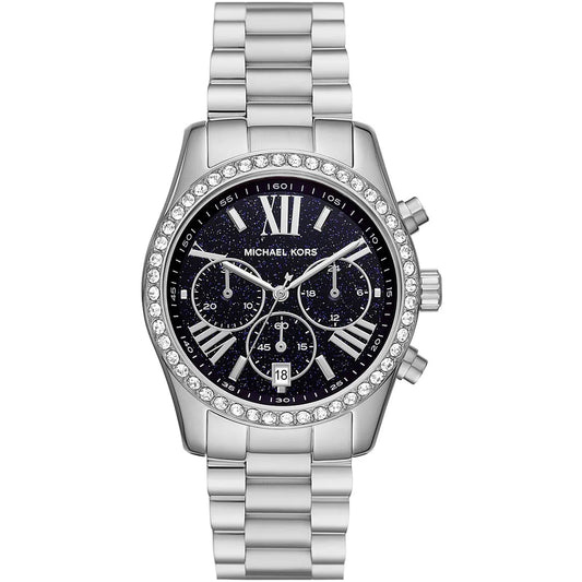 Michael Kors Lexington Chronograph Black Dial Silver Women's Watch - MK7277