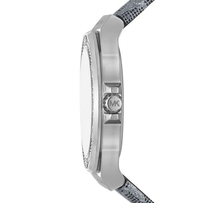 Michael Kors Lennox Pavé Black Dial Silver Genuine Leather Women's Watch - MK7309