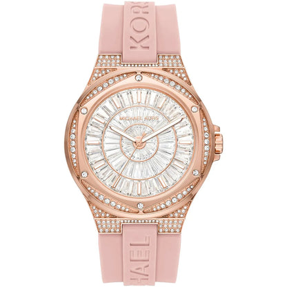 Michael Kors Lennox Pavé Rose Gold and Pink Silicone Women's Watch - MK7334
