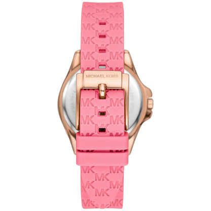 Michael Kors Mini Pilot Pavé Chronograph Rose Gold Dial Logo Silicone Women's Watch - MK7375