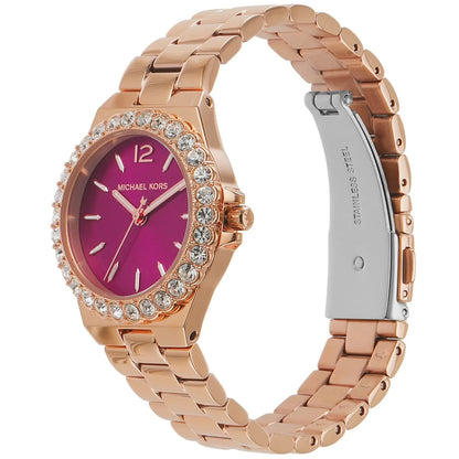 Michael Kors Mini Lennox Pink Dial Rose-gold Women's Watch - MK7396