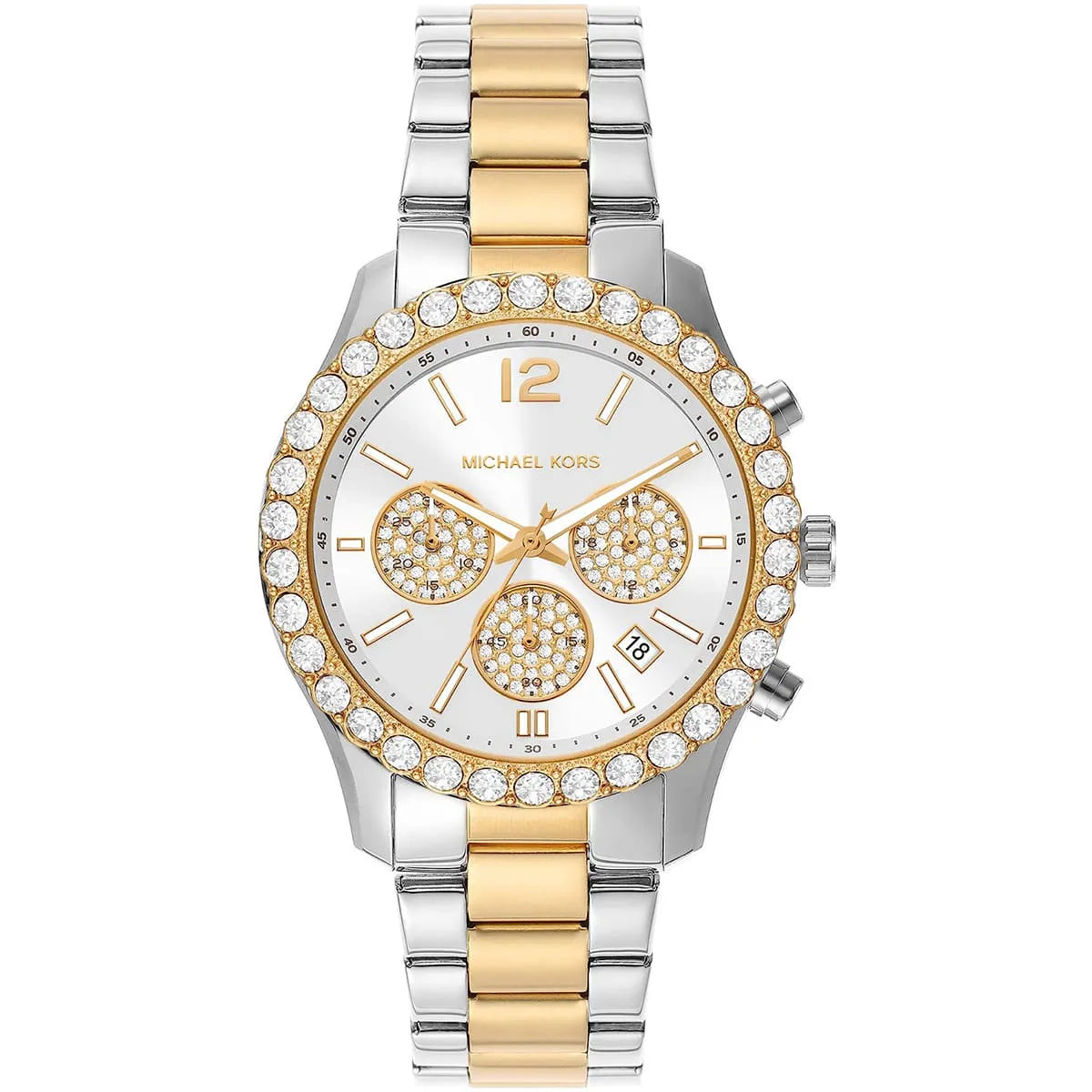 Michael Kors Berkley Chronograph Silver Dial Two Tone Steel Strap Watch For Women - MK7415