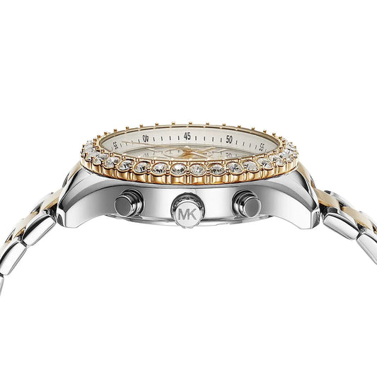 Michael Kors Berkley Chronograph Silver Dial Two Tone Steel Strap Watch For Women - MK7415