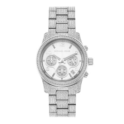 Michael Kors Runway Pavé Chronograph Silver Women's Watch - MK7434