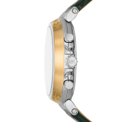Michael Kors Oversized Maren Chronograph Green Leather Strap Women's Watch - MK7498