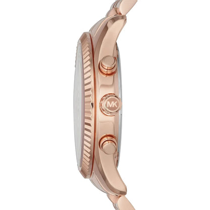 Michael Kors Lexington Chronograph White Dial Rose Gold Men's Watch - MK8313