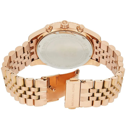 Michael Kors Lexington Chronograph White Dial Rose Gold Men's Watch - MK8313
