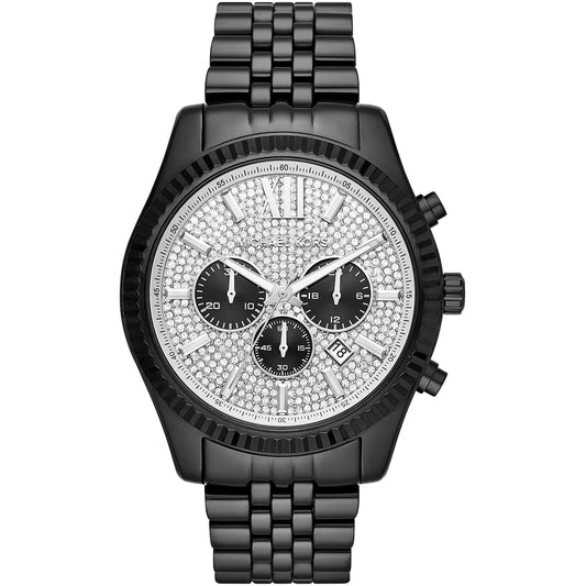 Michael Kors Lexington Chronograph Silver Crystal Pave Dial Watch MK8605