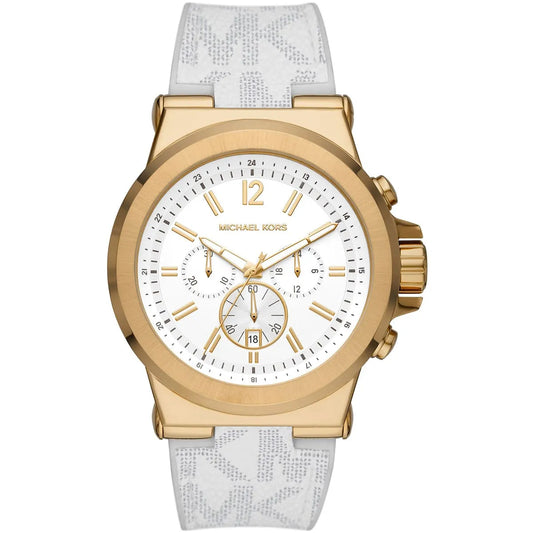 Michael Kors Dylan Chronograph White Dial White Silicone/Rubber Strap Men's Watch - MK8937