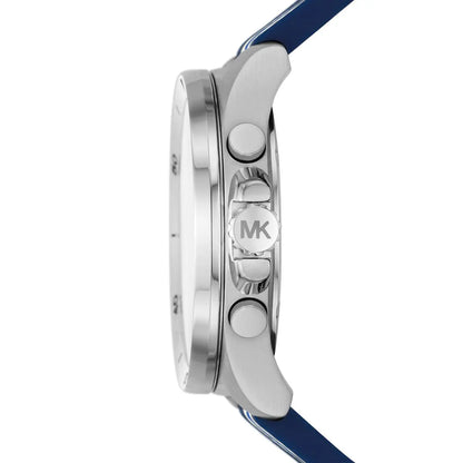 Michael Kors Brecken Chronograph Navy Blue Dial PVC Blue/white Sporty Strap MEn's Watch - MK8950