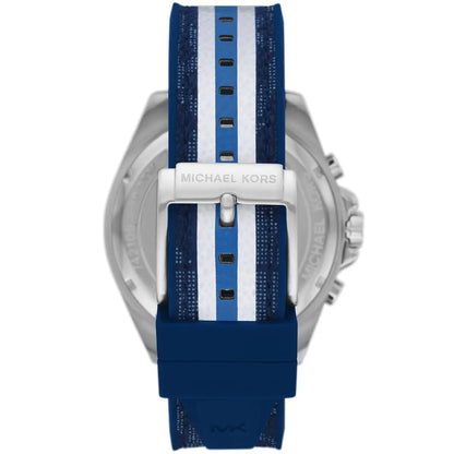 Michael Kors Brecken Chronograph Navy Blue Dial PVC Blue/white Sporty Strap MEn's Watch - MK8950