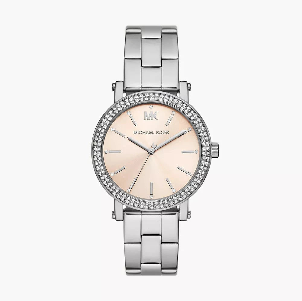 Michael Kors Corey Three-Hand Pink Dial Silver Women's Watch - MKO1050