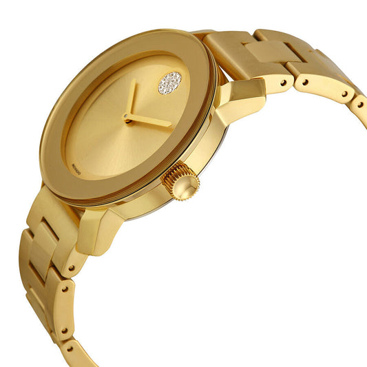 Movado Bold Gold Dial Yellow Gold Ion-plated Ladies Watch 3600104
