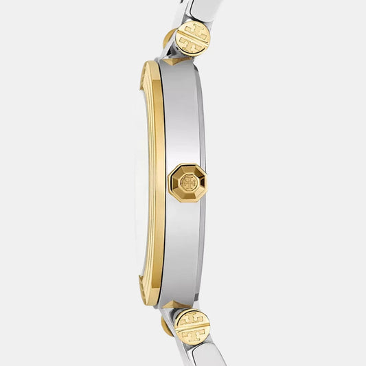 Tory Burch Classic T Watch Two Tone Yellow Gold Silver Women's Watch TBW9014