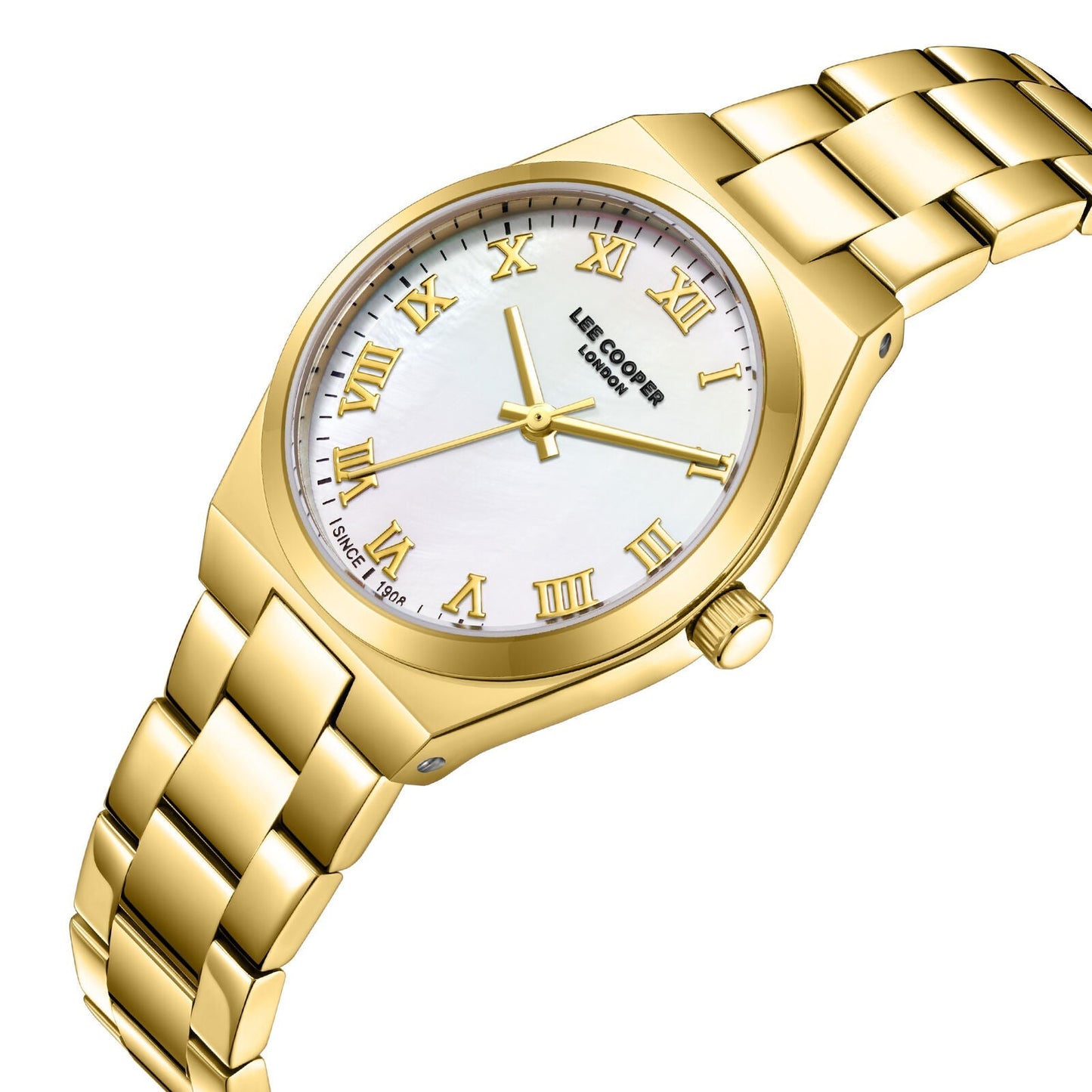 Lee Cooper Fashion Roman Numeral White MOP Dial Gold Watch - LC08298.120