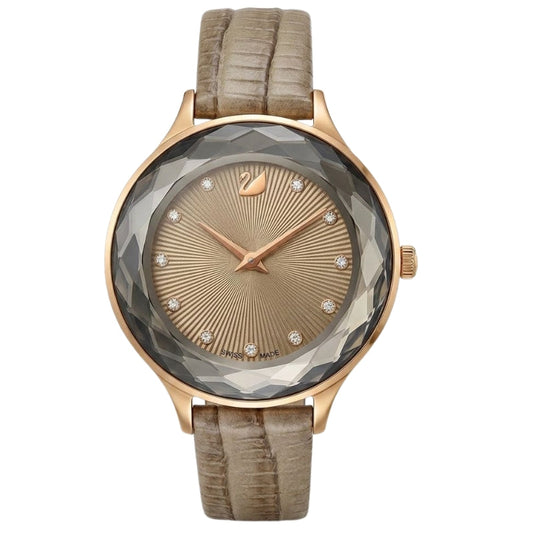 Swarovski Octea Nova Sapphire Glass Bezel Taupe Dial Rose Gold Tone Women's Watch 5649999