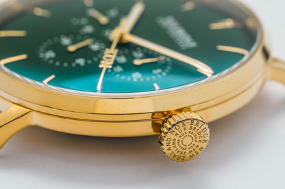 VG36 gold watch side view showing crown and case profile
