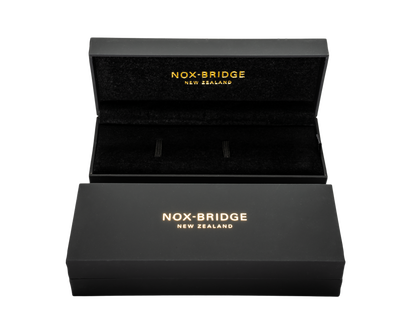 Noxbridge Revo watch presentation box with gold branding