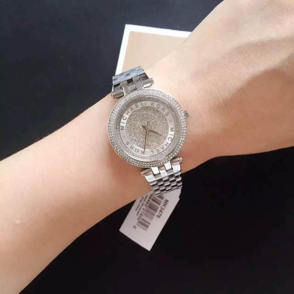 Michael Kors Mini Darci Crystal Pave Dial Stainless Steel Ladies Watch MK3476