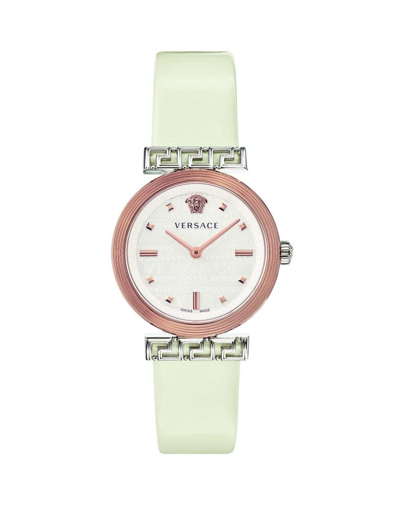 Versace Meander White Leather Strap Women's Watch VELW00120