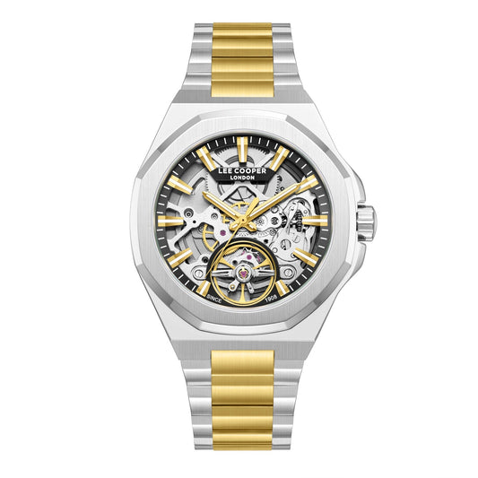 Lee Cooper Automatic Black Semi-Skeleton Dial Two Tone Watch - LC08368.230