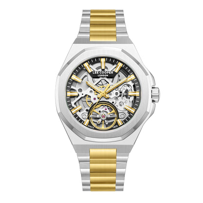Lee Cooper Automatic Black Semi-Skeleton Dial Two Tone Watch - LC08368.230