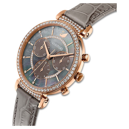 Swarovski Passage Chrono Chronograph Crystal Taupe Dial Rose Gold Tone Women's Watch 5580348