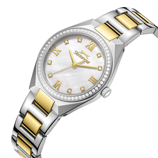 Slazenger Crystals White Dial Two Tone Watch - SL.09.2590.3.220