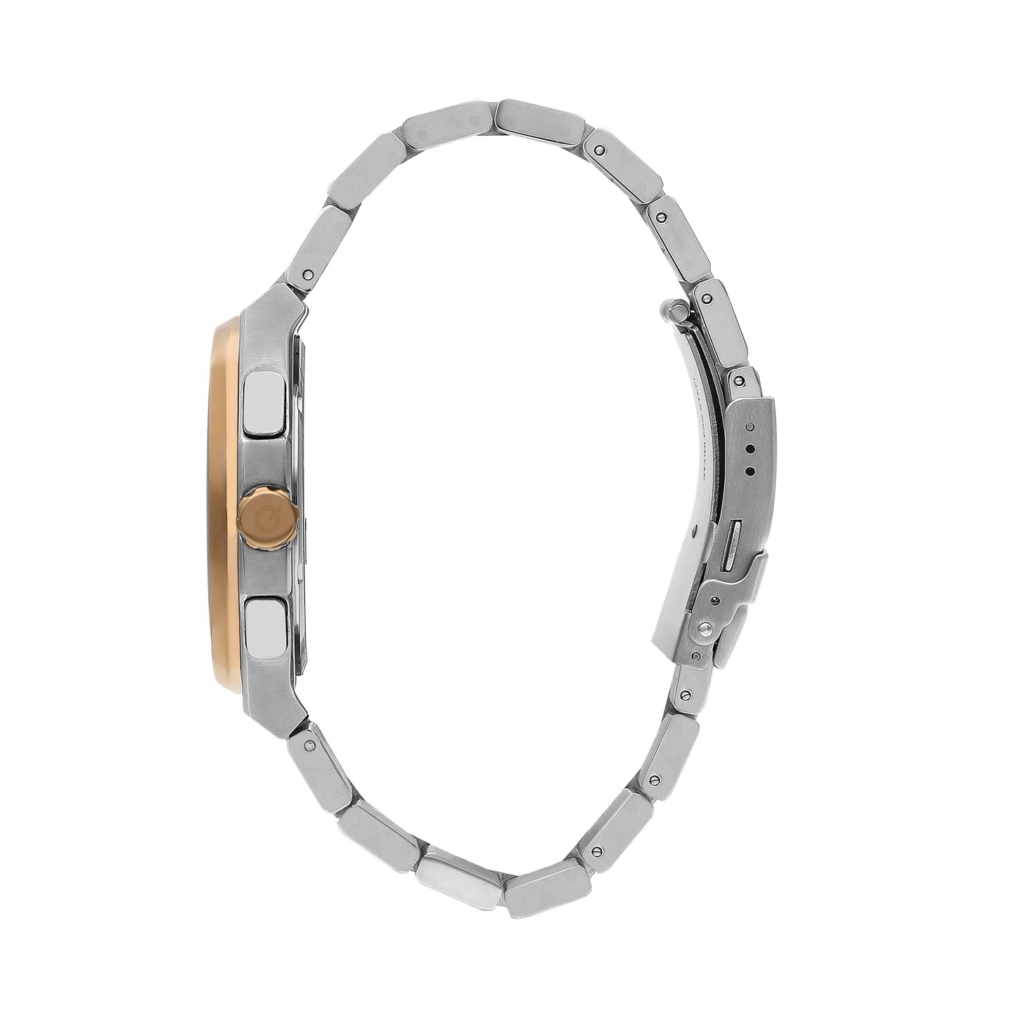 Two-tone stainless steel bracelet and rose gold bezel on Quantum Adrenaline watch