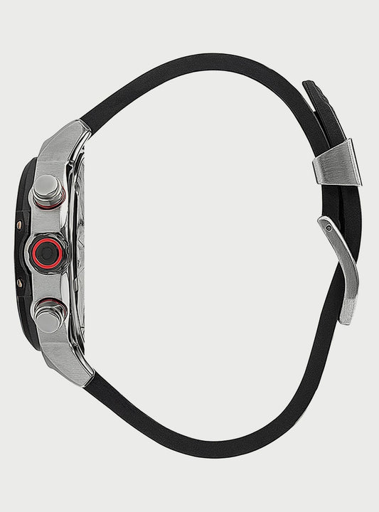 Quantum Black Chronograph Silicone Strap Men's Watch HNG956.351