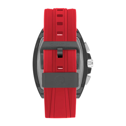 Quantum HNG997.068 red silicone strap with dark case lugs detail