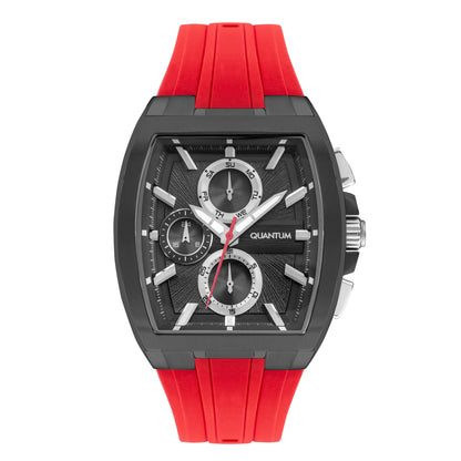 Quantum HNG997.068 multi-function chronograph with grey dial and red silicone strap
