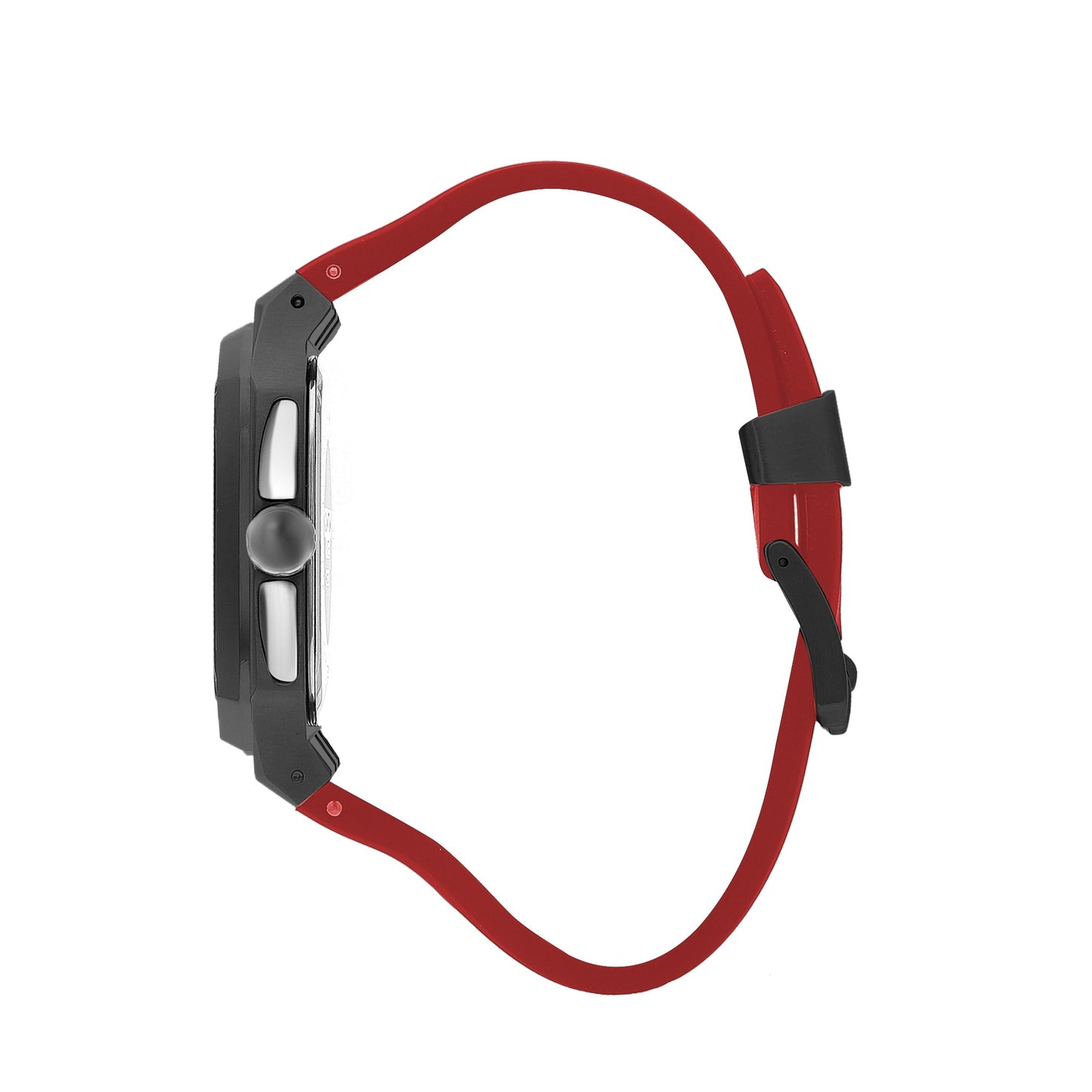 Quantum Chronograph Black Dial Red Strap Square Watch HNG1033.658