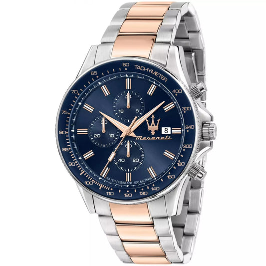 Maserati Sfida Chronograph Blue Dial Silver Stainless Steel Watch R8873640012