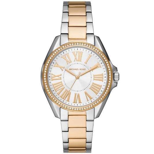 Michael Kors Kacie Three Hand Silver Dial Two Tone Steel Strap Watch for Women MK6931