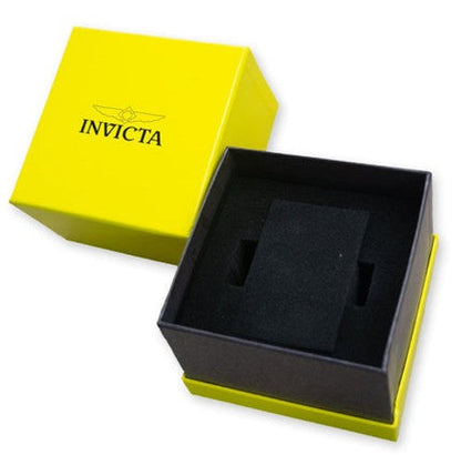 Invicta watch yellow presentation box with black interior compartments for storage
