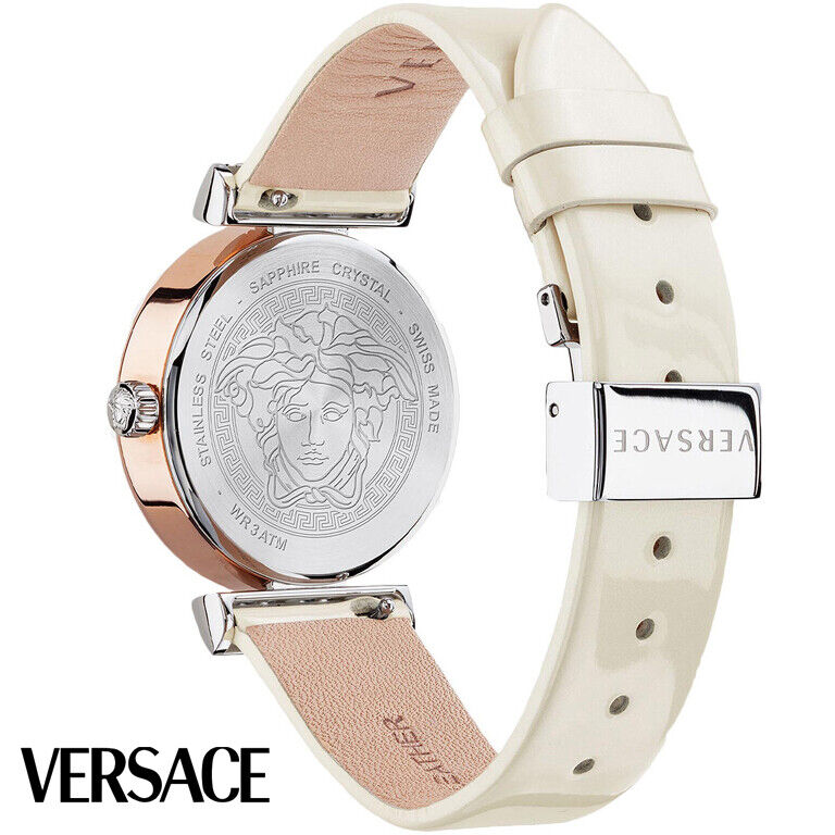 Versace Meander White Leather Strap Women's Watch VELW00120