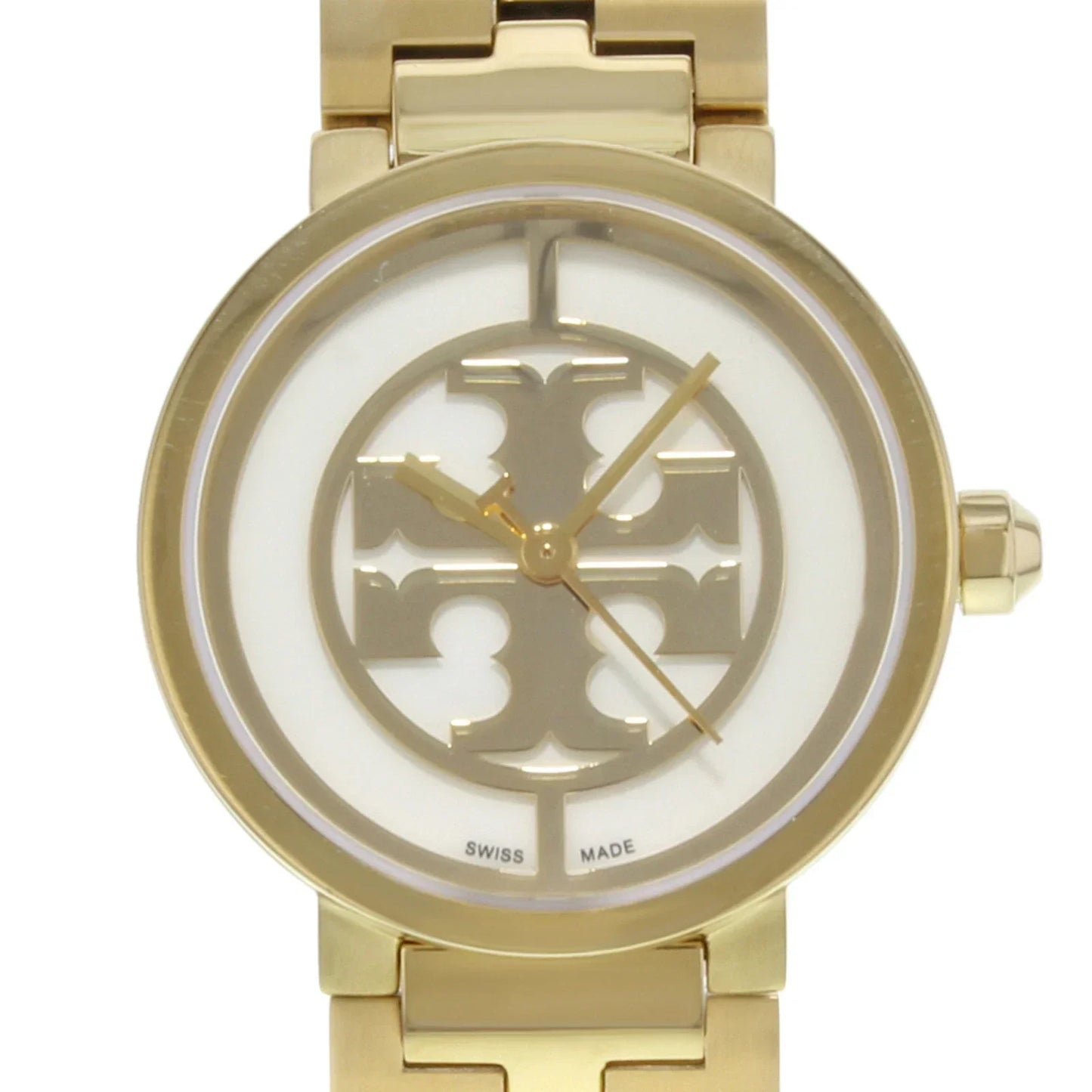 Tory Burch Ivory & Gold Tone Reva Small Logo Women's Watch TBW4011