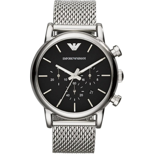 Emporio Armani Classic Chronograph Black Dial Steel Men's Watch - AR1811
