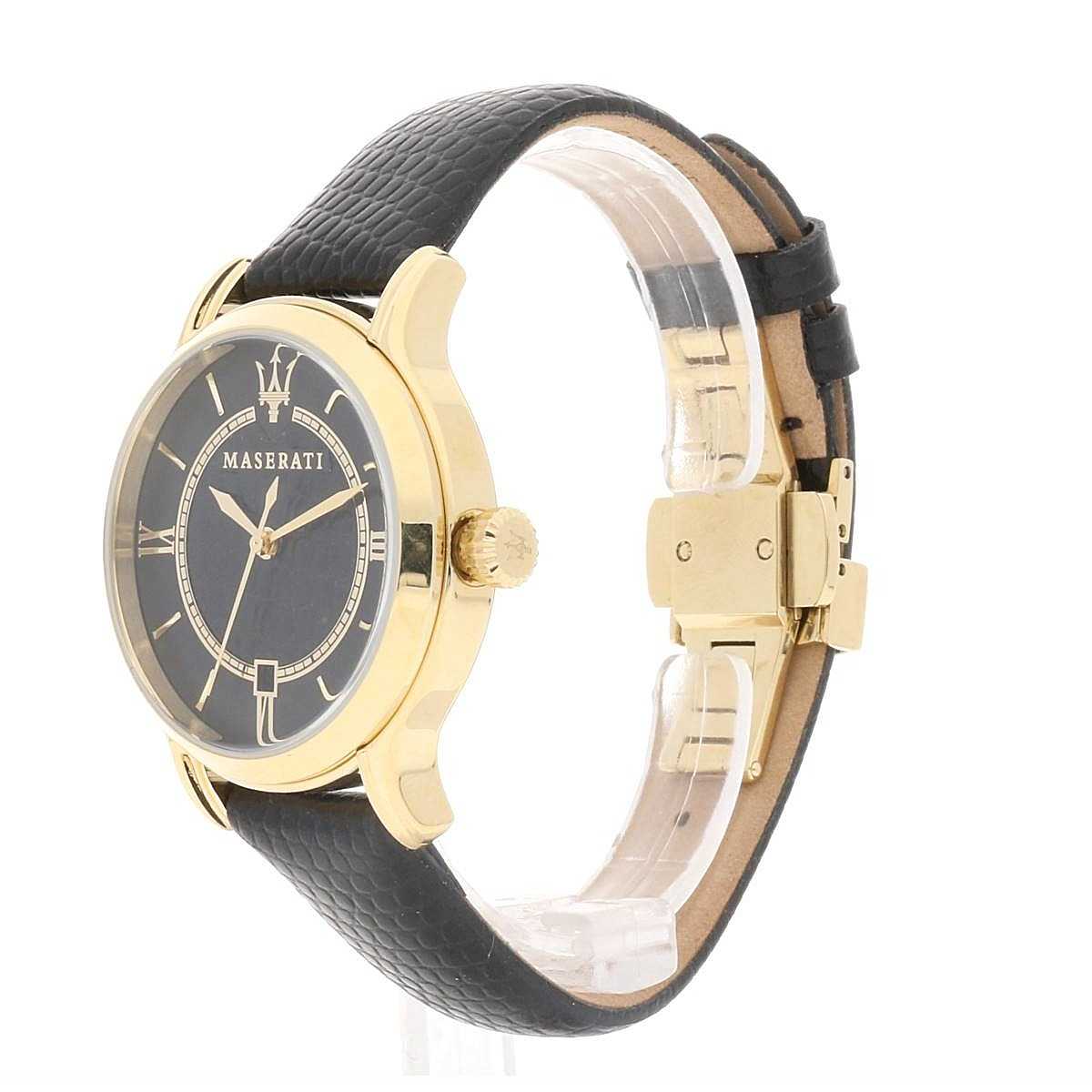 Maserati Epoca Black Dial Leather Strap Ladies Watch R8851118501