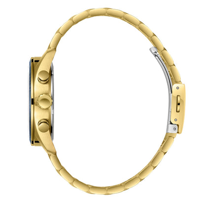 Slazenger Big Daddy watch side view displaying gold-tone bracelet and chronograph pushers