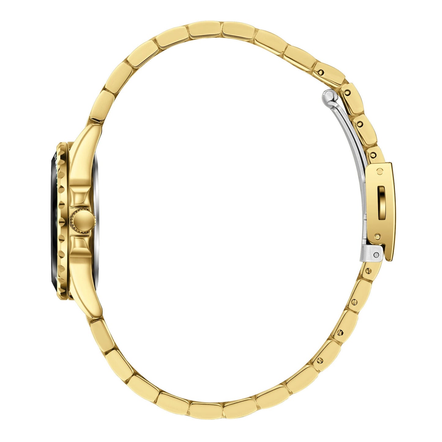 Slazenger Classic Crystals gold bracelet watch shown from side view